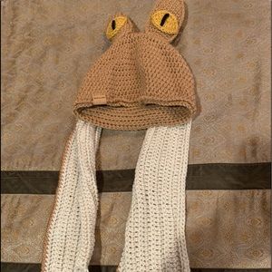 She Wears Hat knit Bunny Hat w/Scarf for girls